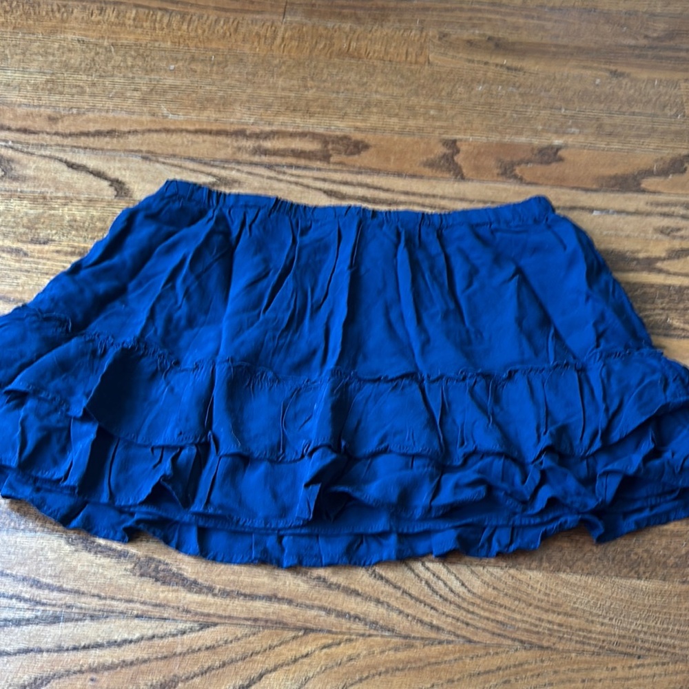 Brandy Melville Blue Ruffled Skater Mini Skirt